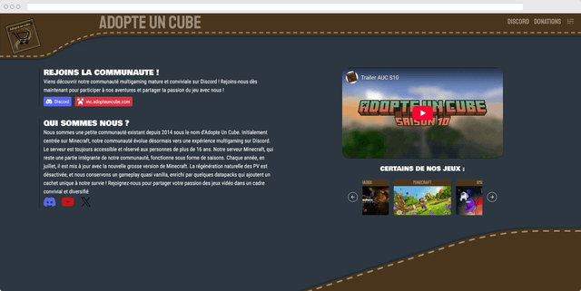 Visual of Adopte un Cube Website